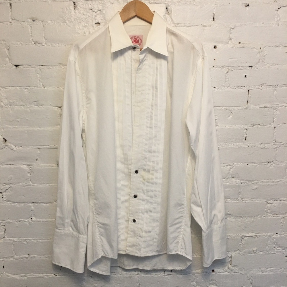J. Press cotton tuxedo shirt in white size 16.5 34